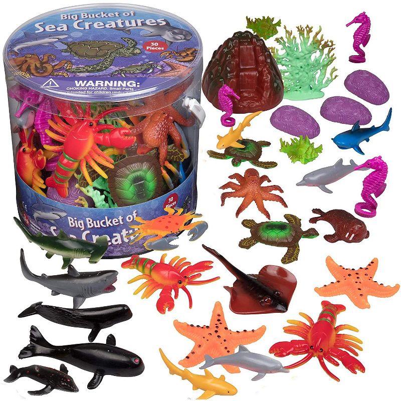 Hingfat Ocean Sea Creature Action Figure Toys, 30 Pieces