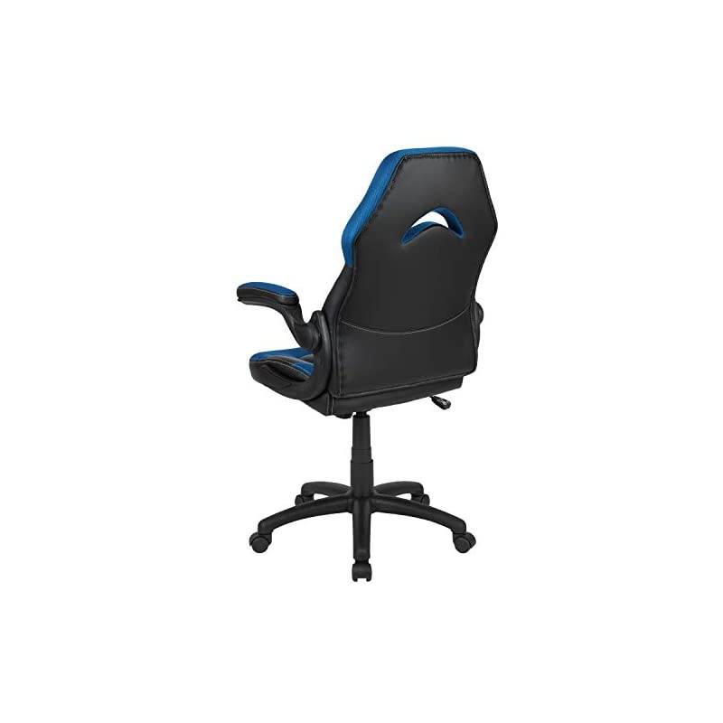 X10 Gaming Chair Racing Office Ergonomic Computer PC Adjustable Swivel Chair with Flip-up Arms, Blue/Black LeatherSoft