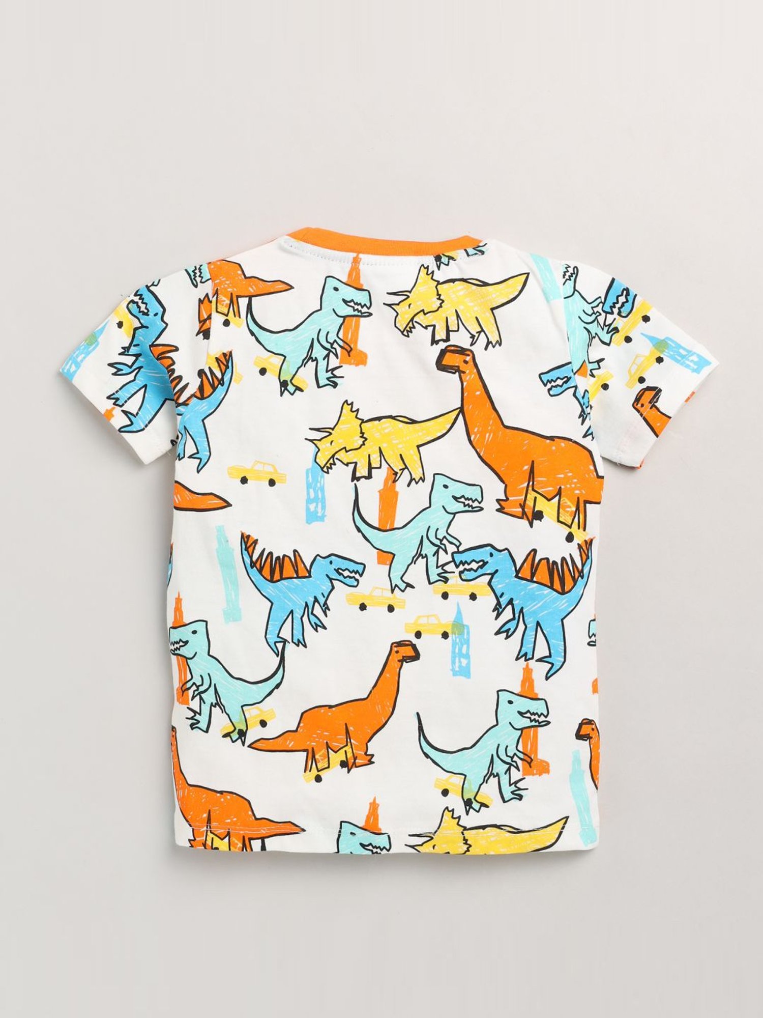 Lazy Shark Kids White Printed T-Shirt & Shorts