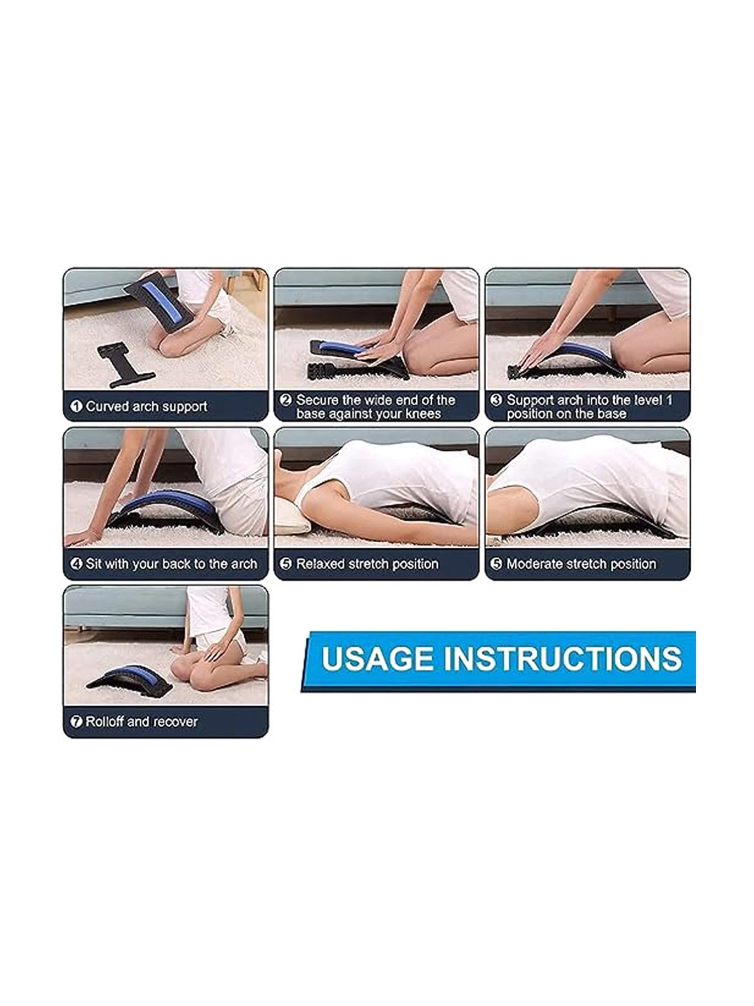 WIDE MART Style-2 Back Pain Relief Back Stretcher, Spinal Curve Back Relaxation Device (Black)