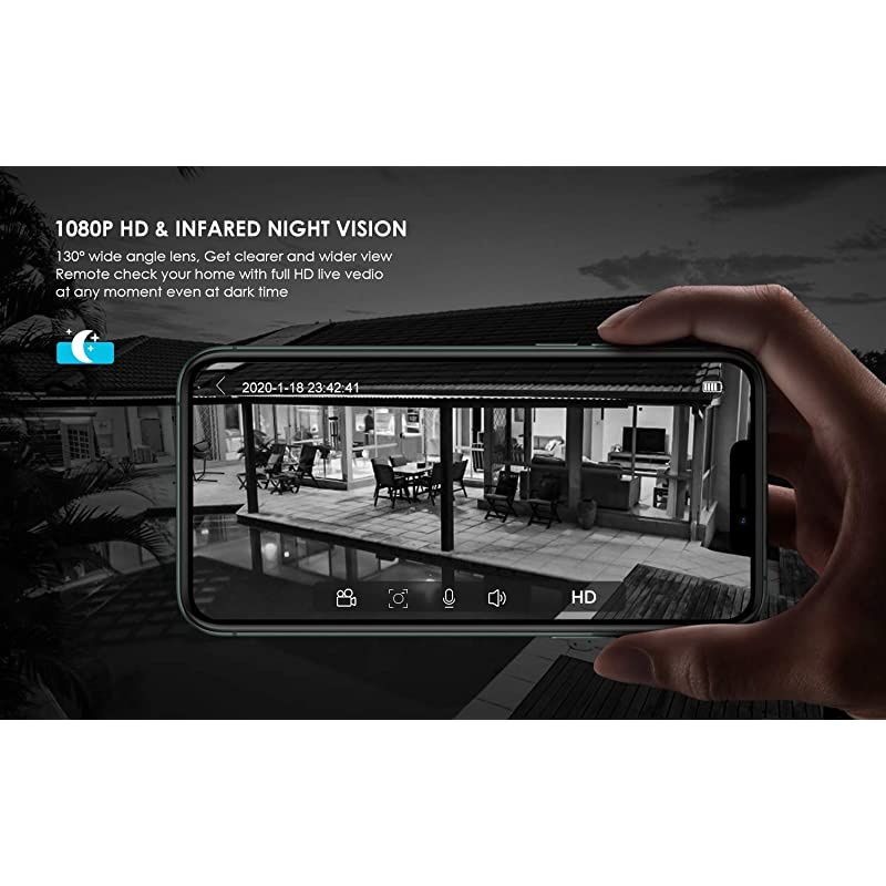 Outdoor Security Camera WiFi Solar Rechargeable Battery Power IP Surveillance Home Cameras 1080P Human Motion Detection Night Vision 2Way Audio 4dbi Antenna IP65 Waterproof CloudSD