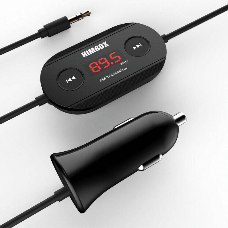 Himbox HB-F01 Wireless FM Transmitter Radio Adapter 2.4A USB Charger 3.5 mm
