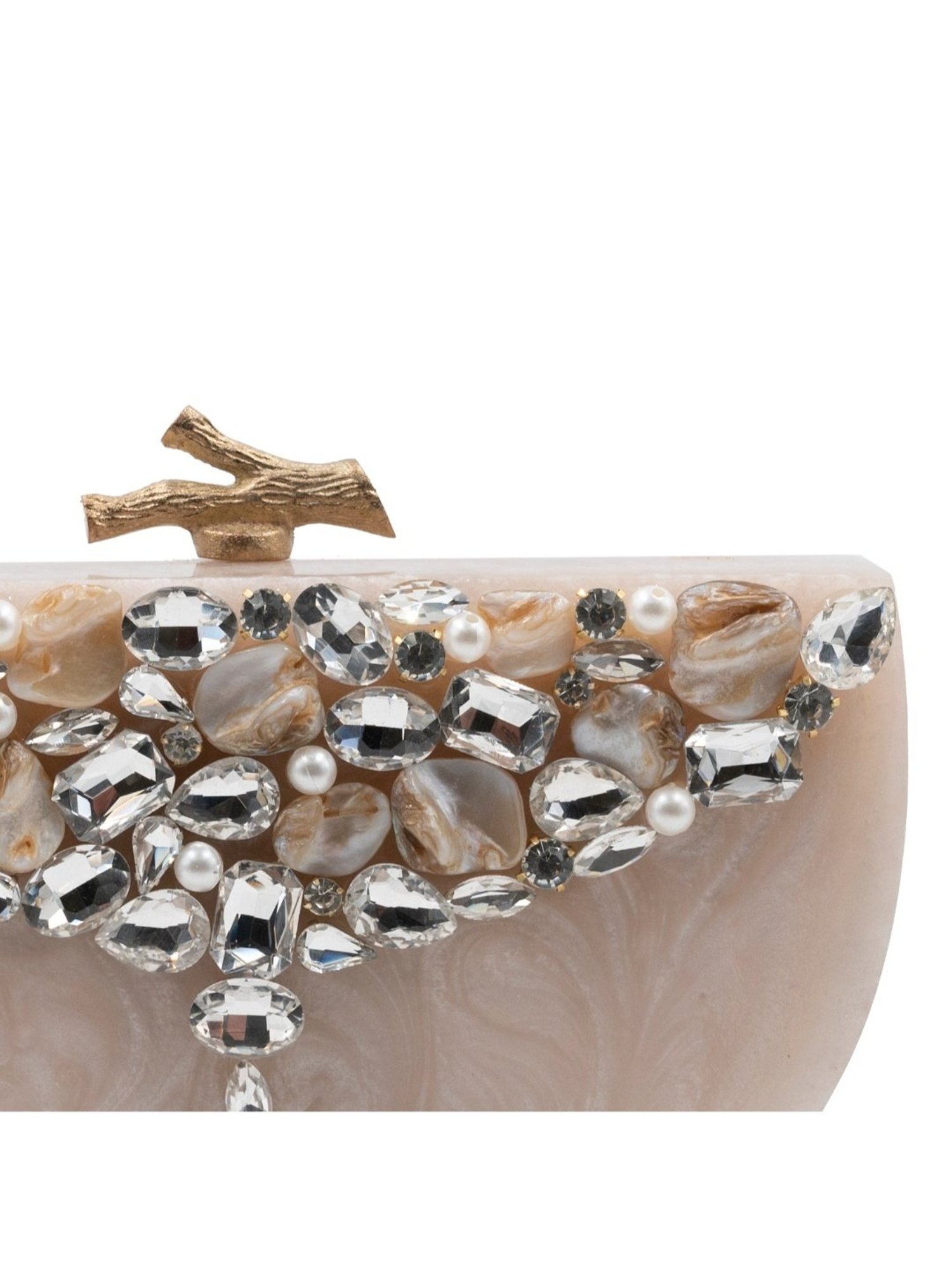 Sugarcrush Beige Luxury Studded Small Clutch