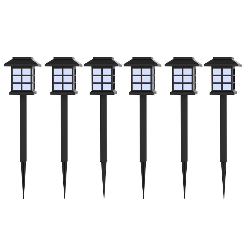 Pure Garden Outdoor LED Lantern Solar Landscaping Lights - Set of 6