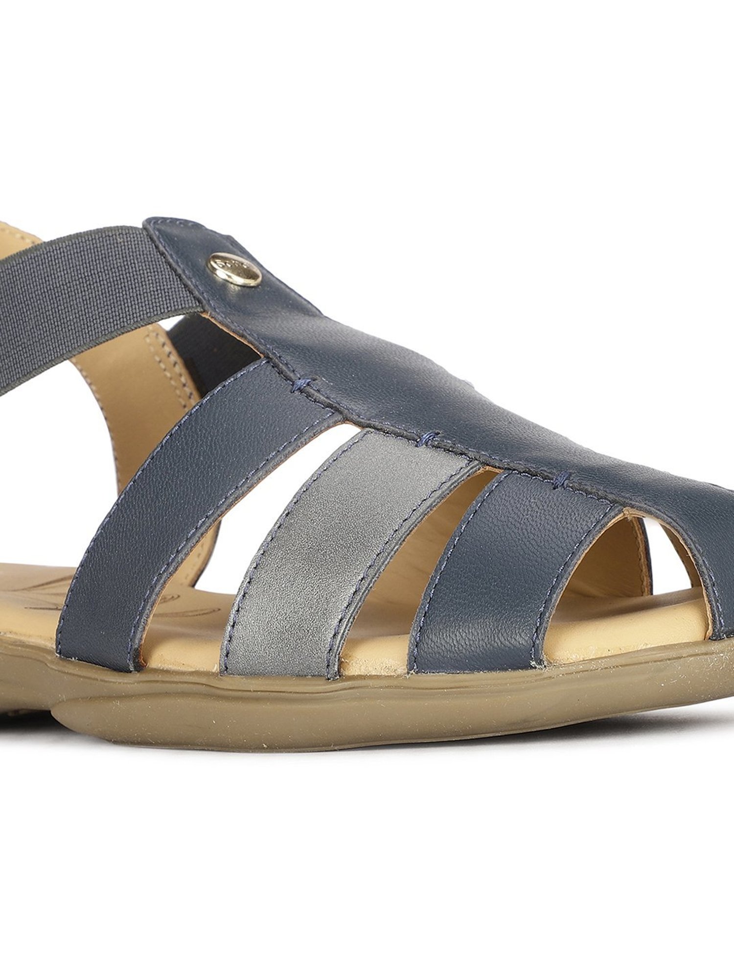 Scholl by Bata Women's STELLA FM Blue Ankle Strap Wedges