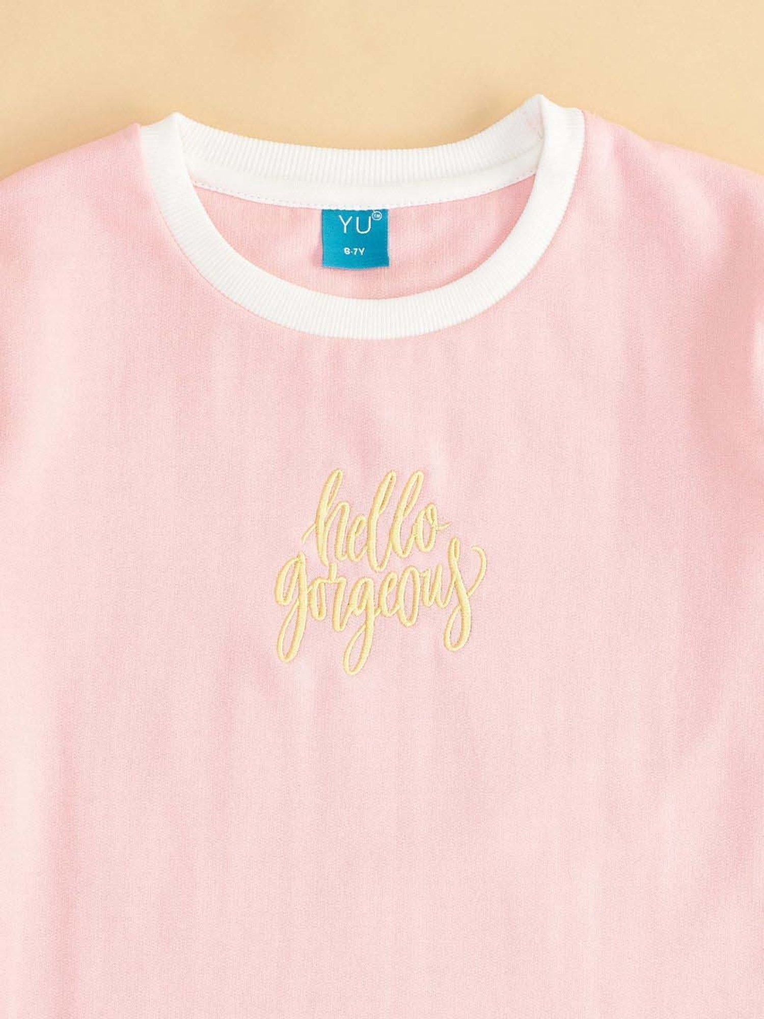 YU by Pantaloons Kids Pink & White Printed Full Sleeves Sweatshirt