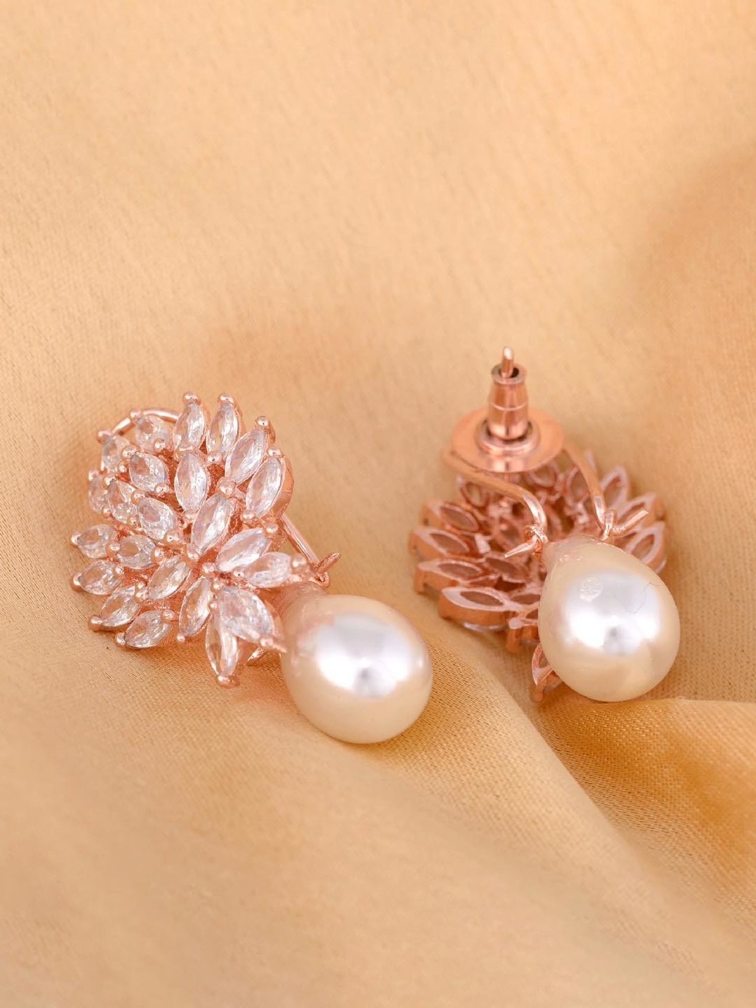 Saraf RS Jewellery Earring High Quality White Pearl AD studded