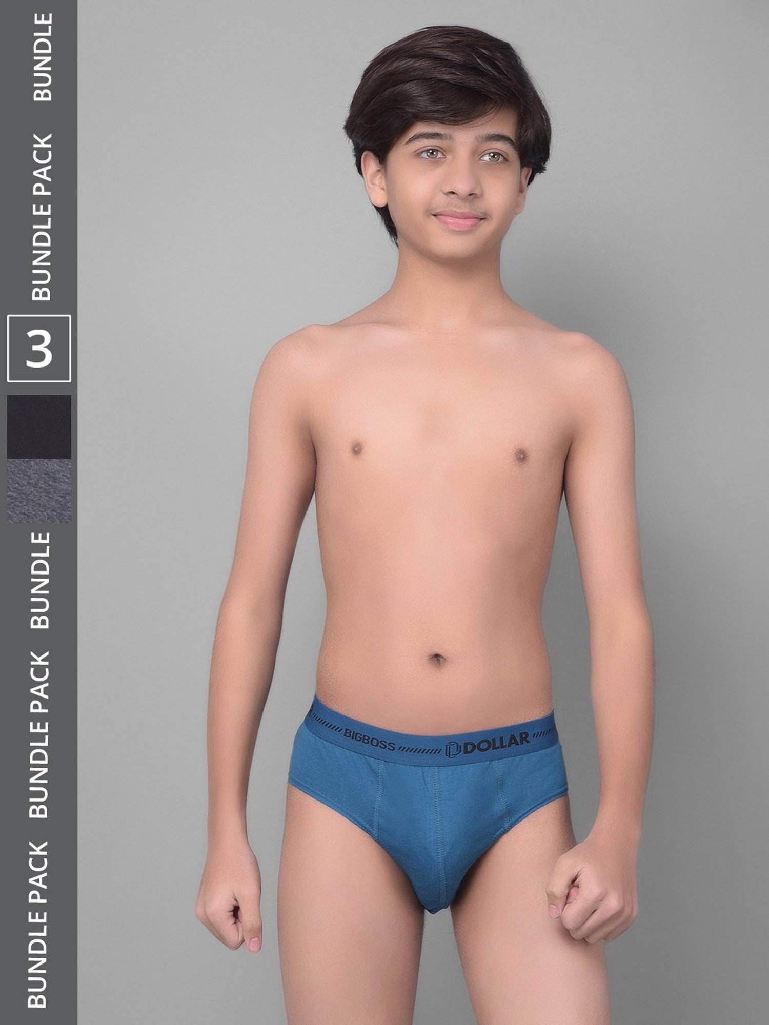 Dollar Bigboss Boys Multicolor Solid Briefs (Pack Of 3)
