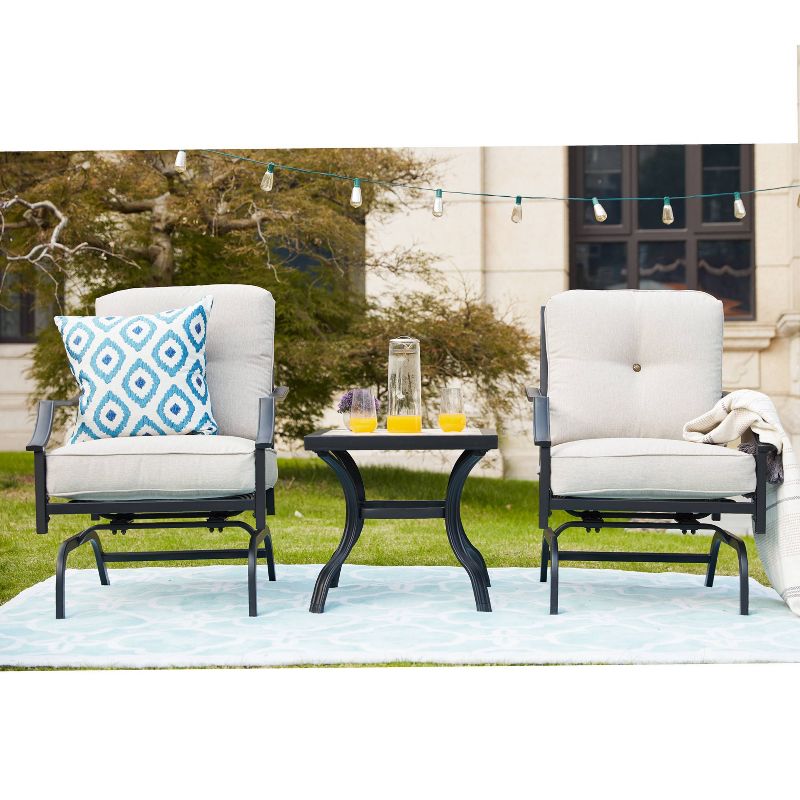 3pc Steel Patio Seating Sets Cream - Lokatse