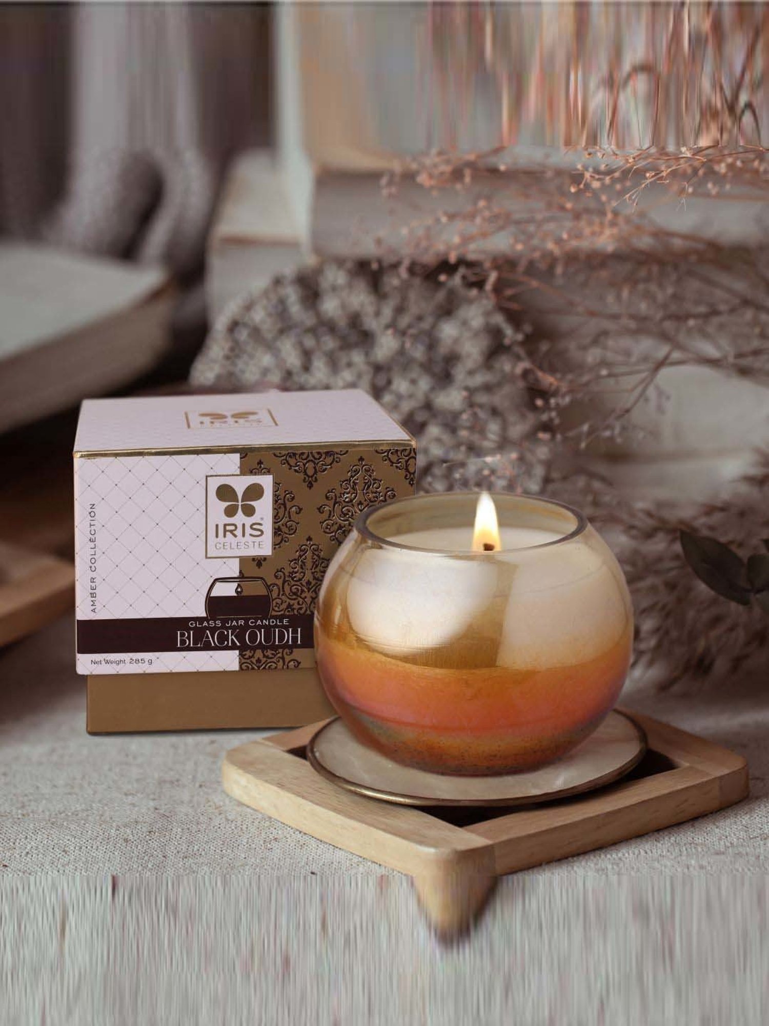 IRIS Amber Collection Orange Celeste Matka Black Oudh Fragrance Candle