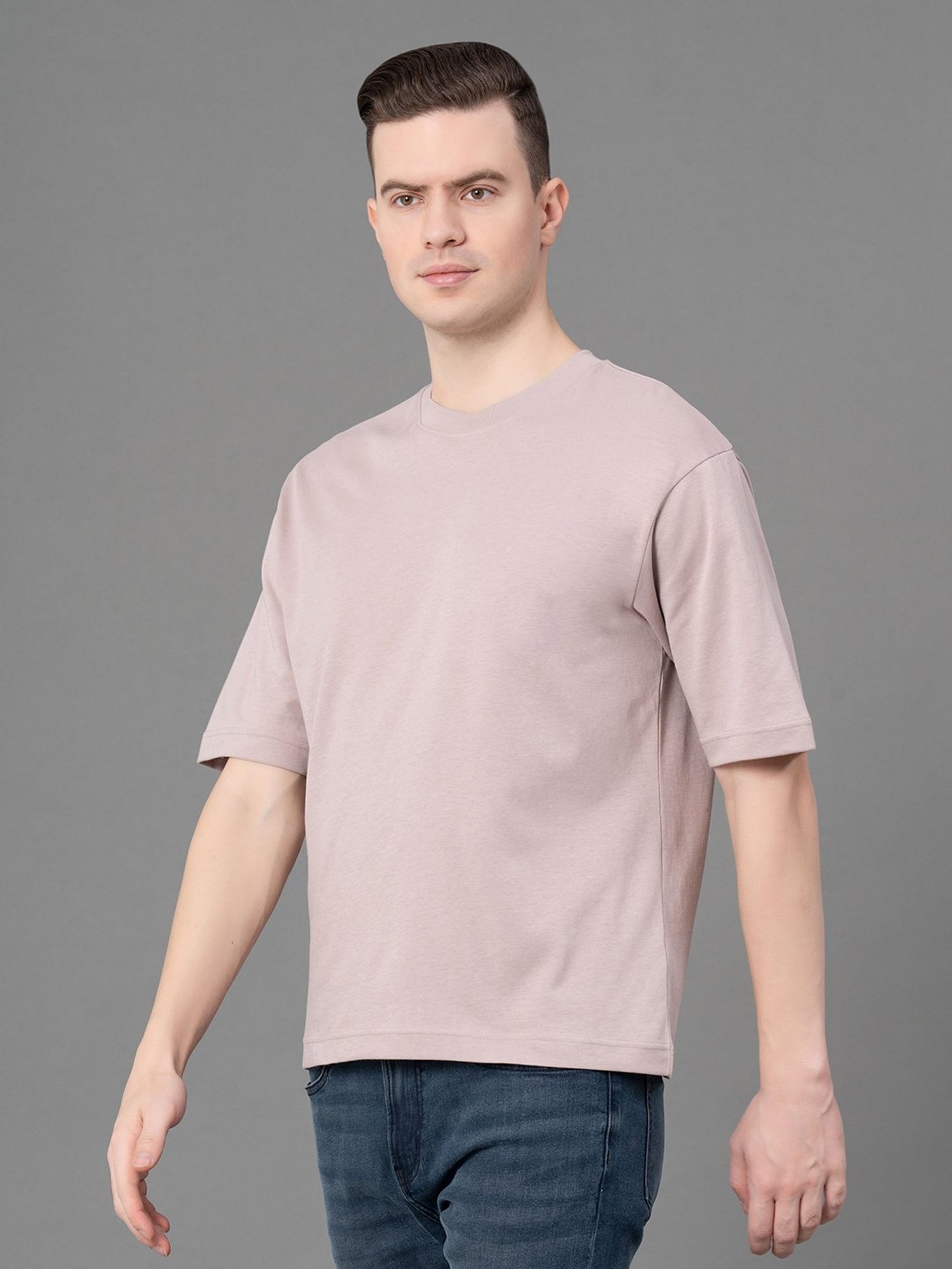 Red Tape Pale Pink Loose Fit Oversized Crew T-Shirt