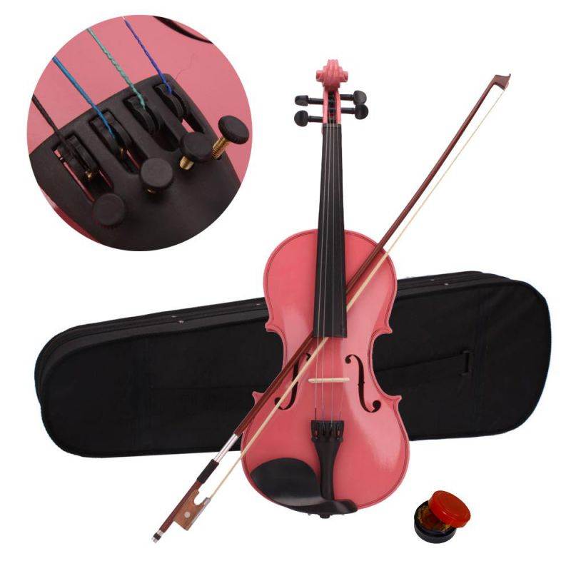 New 3/4 Size Acoustic Violin  w/ Case Bow Rosin Pink for Kids Children