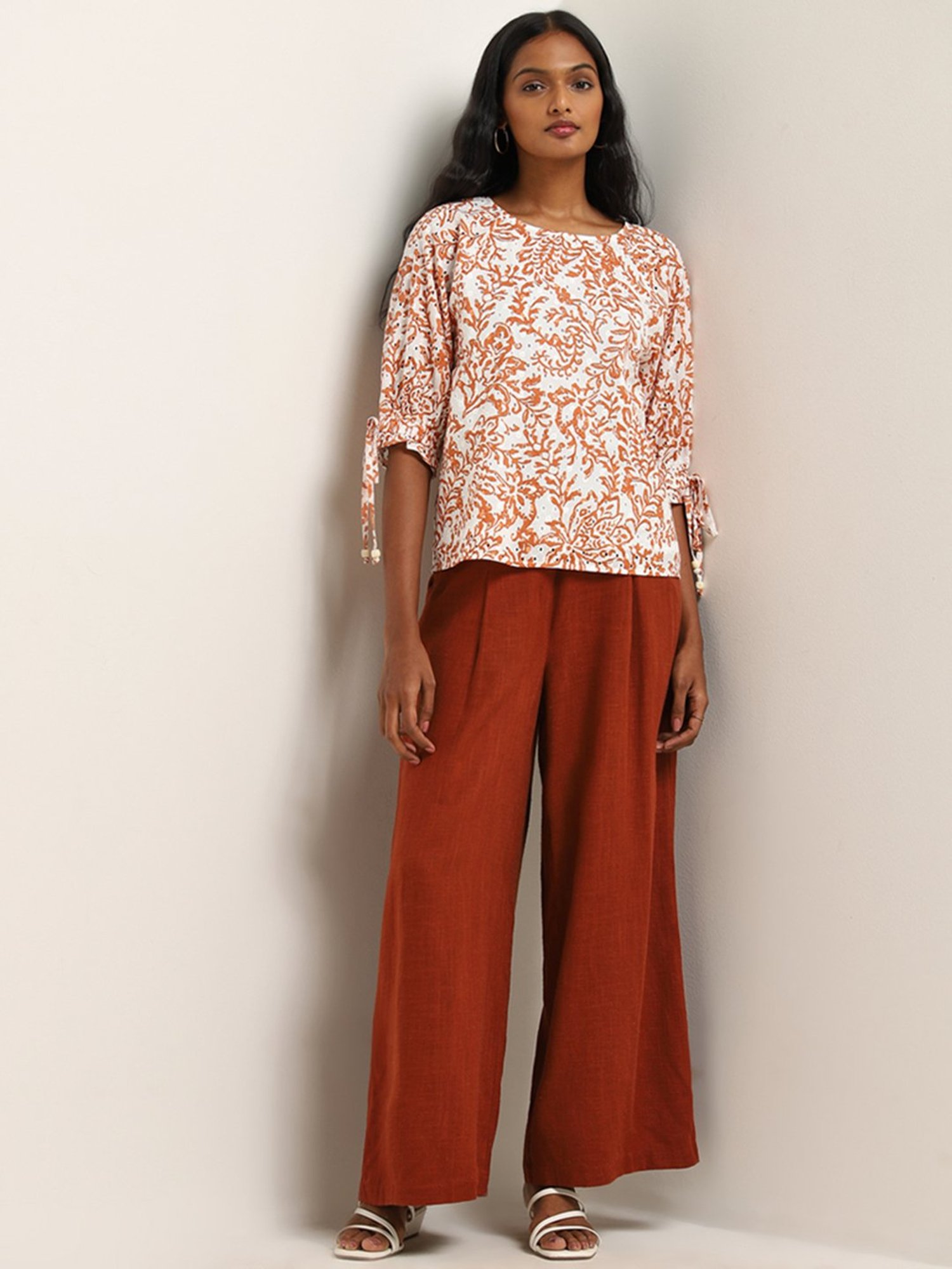 LOV by Westside Off-White Schiffli Design Cotton Top