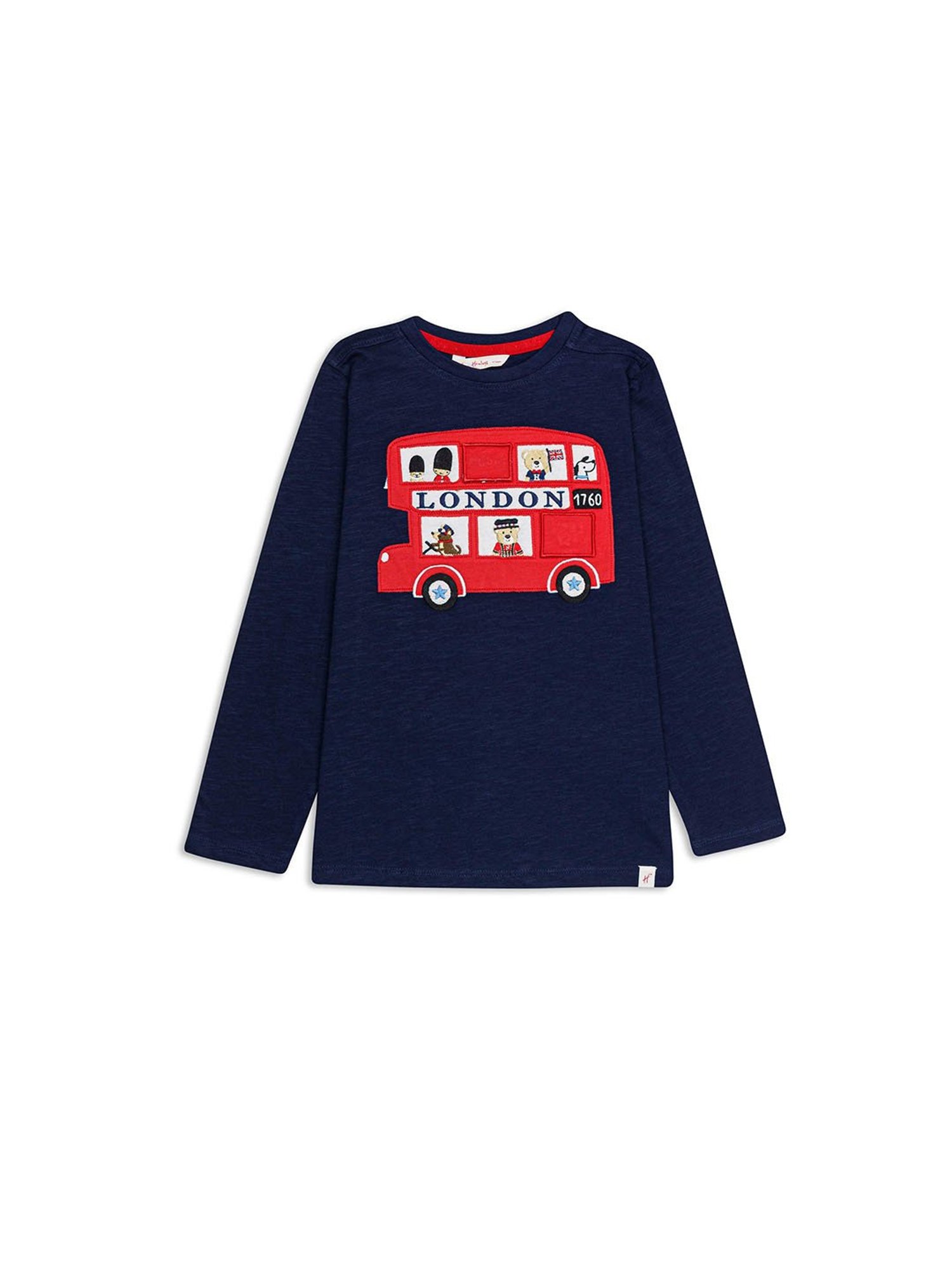 H by Hamleys Boys Navy Applique Full Sleeves T-Shirt