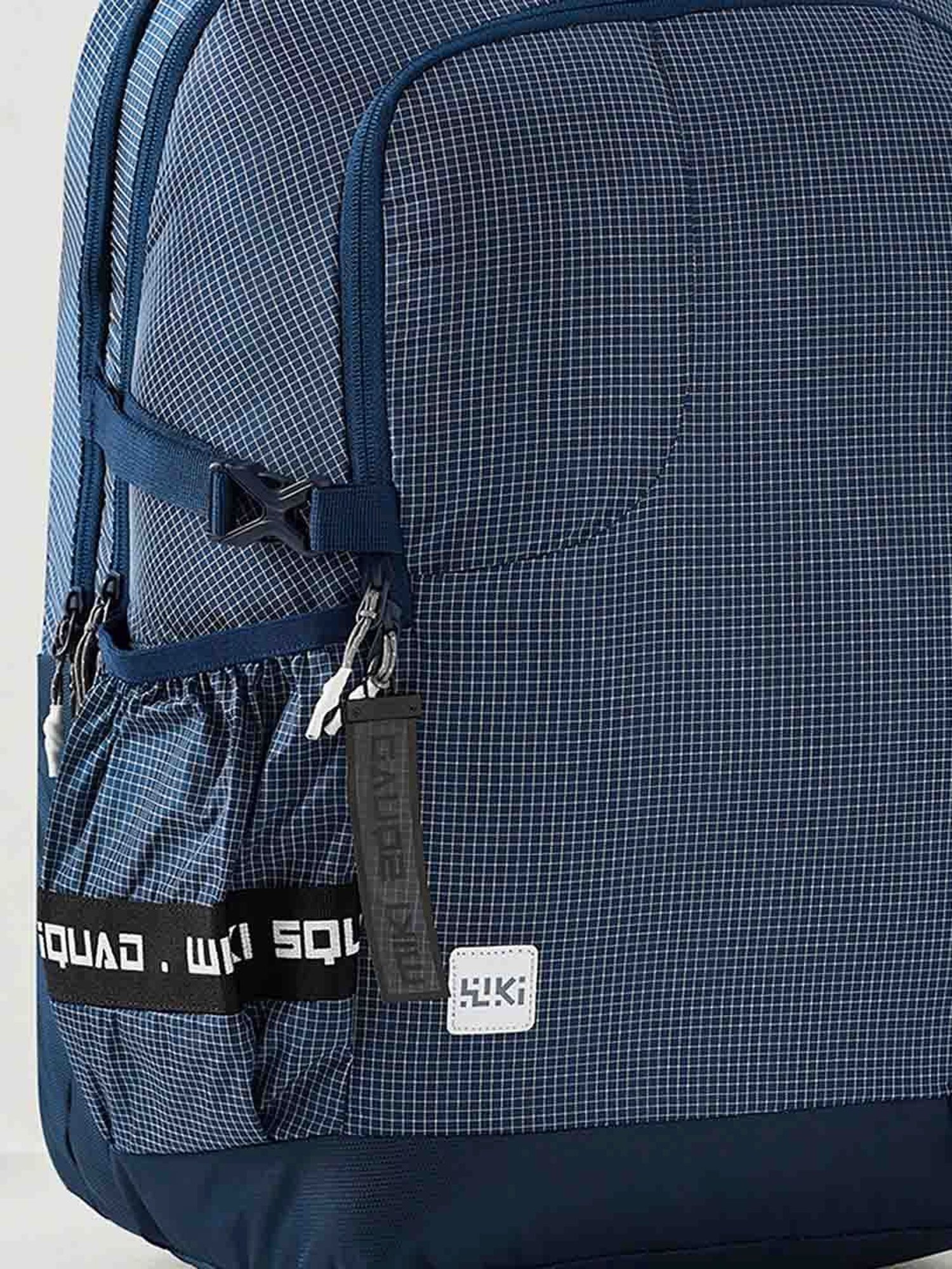 Wiki Back to School Squad 3 Navy Polyester Checks Backpack - 34 Ltrs