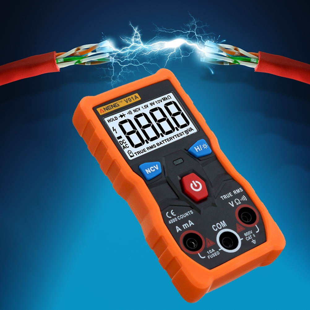 High Accuracy Meter Digital Multimeter Ampere Resistance Meter Voltage Tester with Crocodile Clips (Orange)