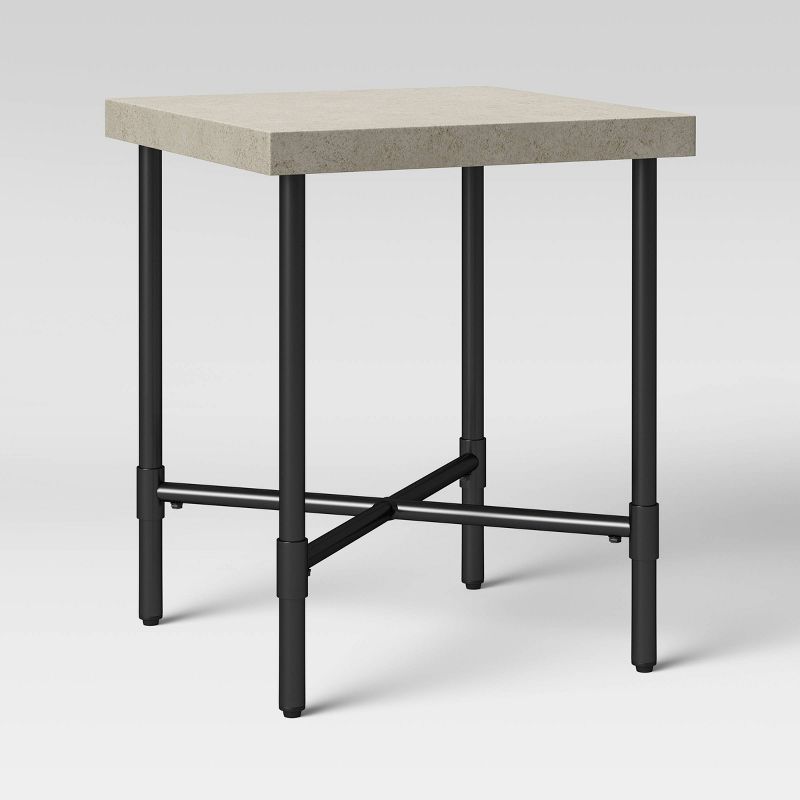 Faux Stone and Metal Patio Accent Table - Threshold™