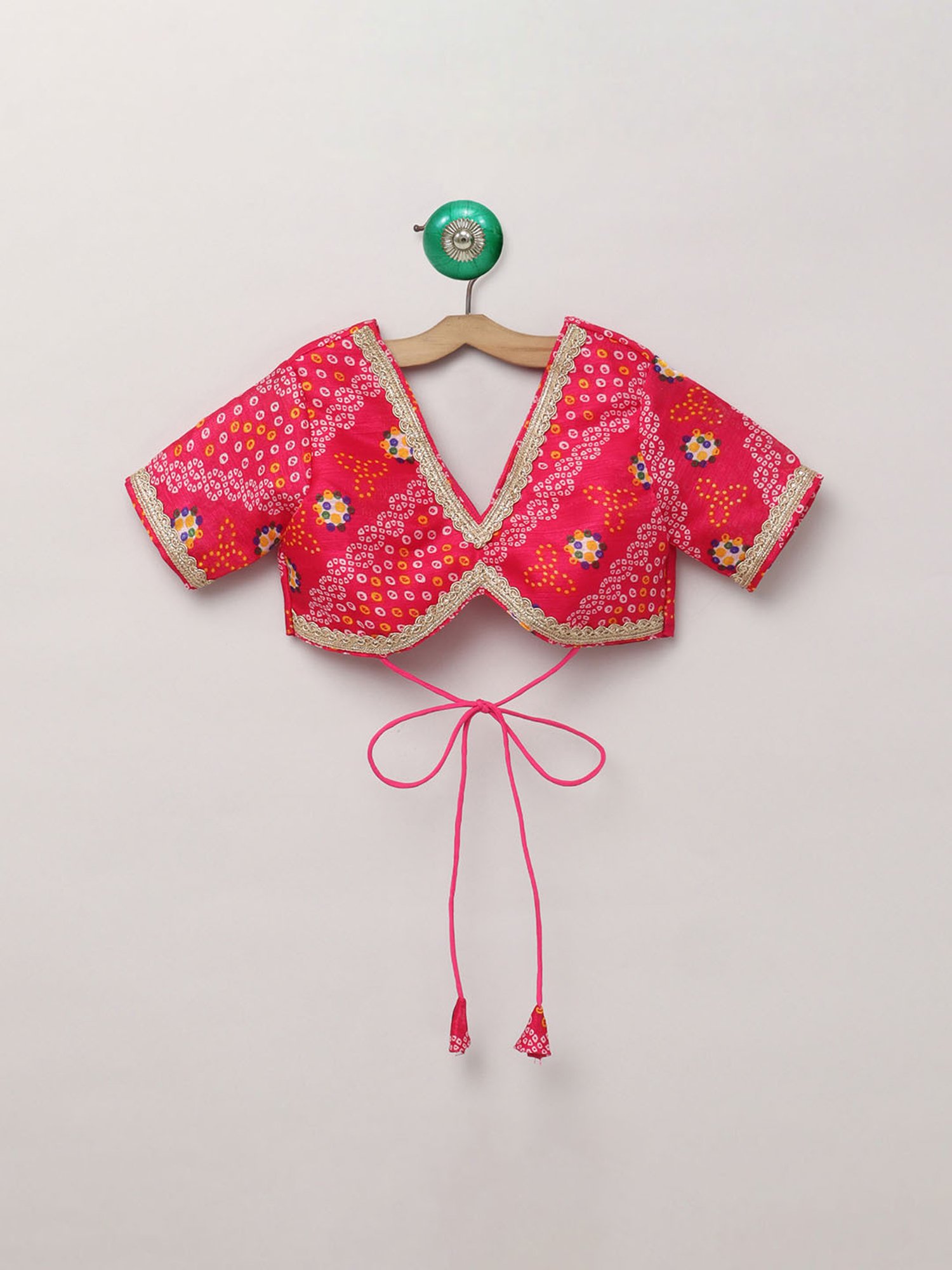 Many Frocks Kids Pink Printed Lehenga with Choli and Dupatta