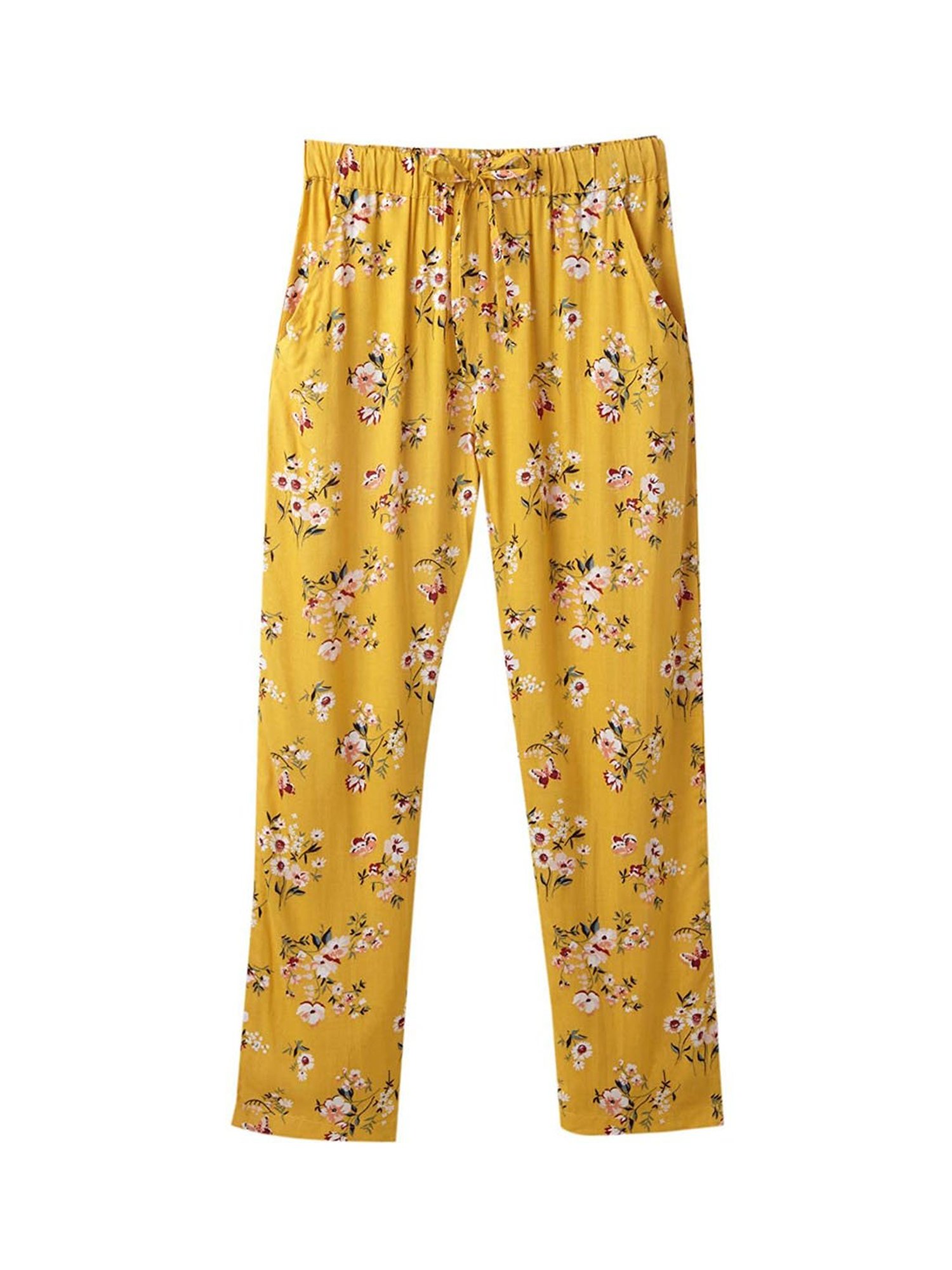 Cub McPaws Girls Yellow Floral Print  Palazzo