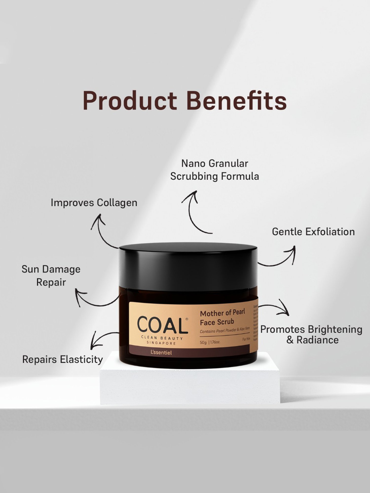 COAL Clean Beauty Mother of Pearl Face Scrub for Men - 50 gm