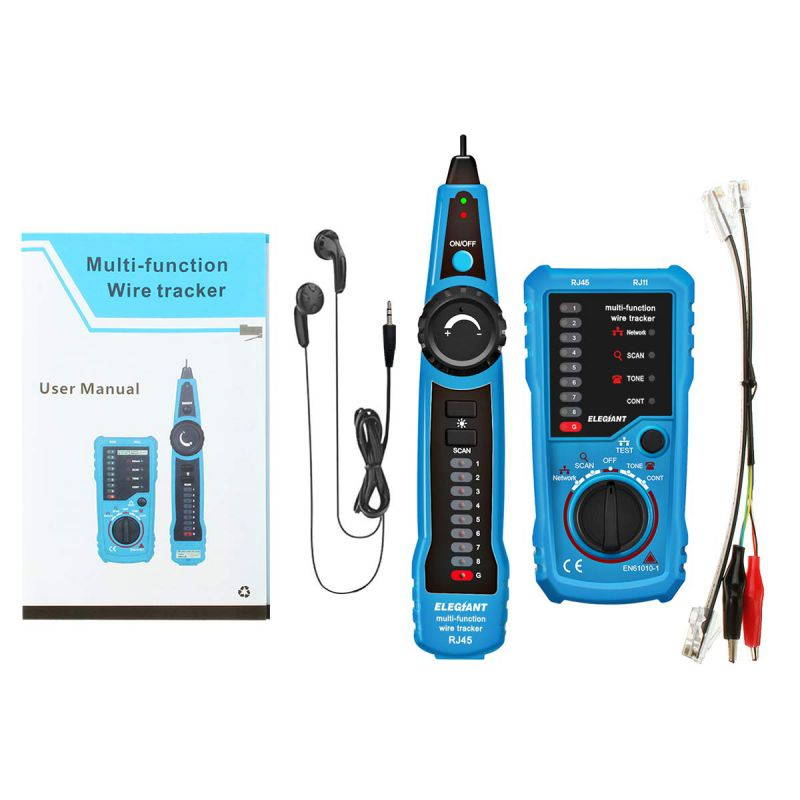 Wire Tracker, RJ11 RJ45 Cable Tester Line Finder Multifunction Wire Tracker Toner Ethernet LAN Network Cable Tester for Network Cable Collation, Telephone Line Tester, Continuity Checking