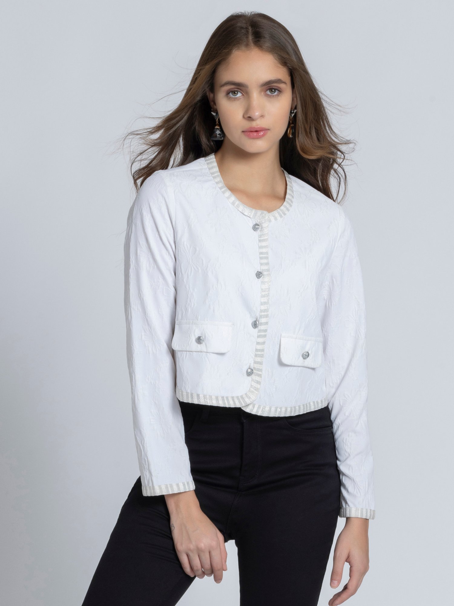 SHAYE White Relaxed Fit Jacket