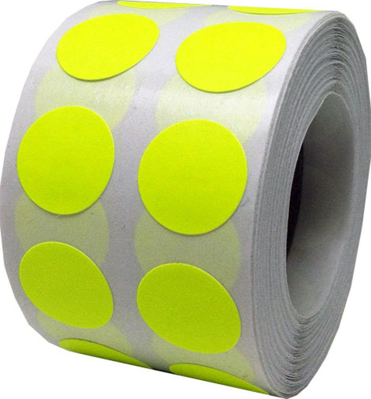 Color Coding Labels Fluorescent Yellow Round Circle Dots For Organizing Inventory 1/2 Inch 1,000 Total Adhesive Stickers