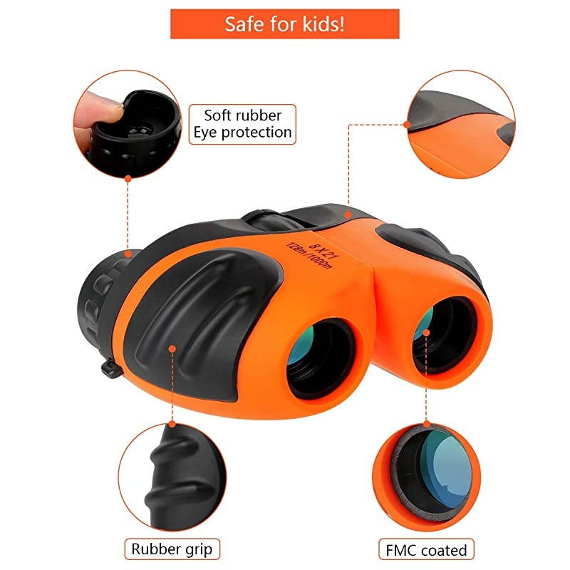 for Kids Outdoor Toys for 48 Year Old Boys Compact Kids Gifts for Girl Age 59 Birthday Present for Kids 8x21 Orange