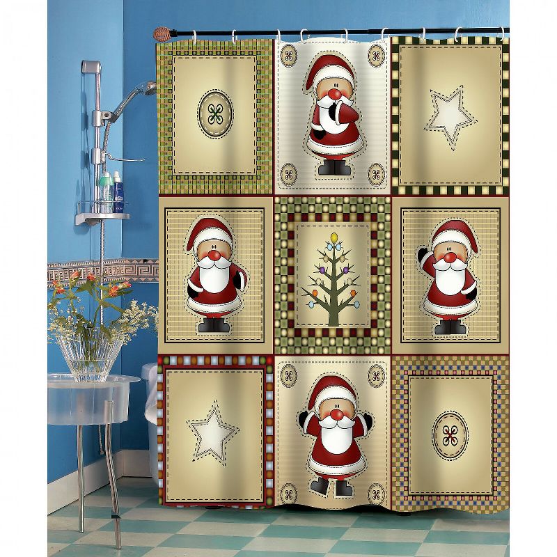 GoodGram Americana Country Christmas Santa Fabric Shower Curtain -