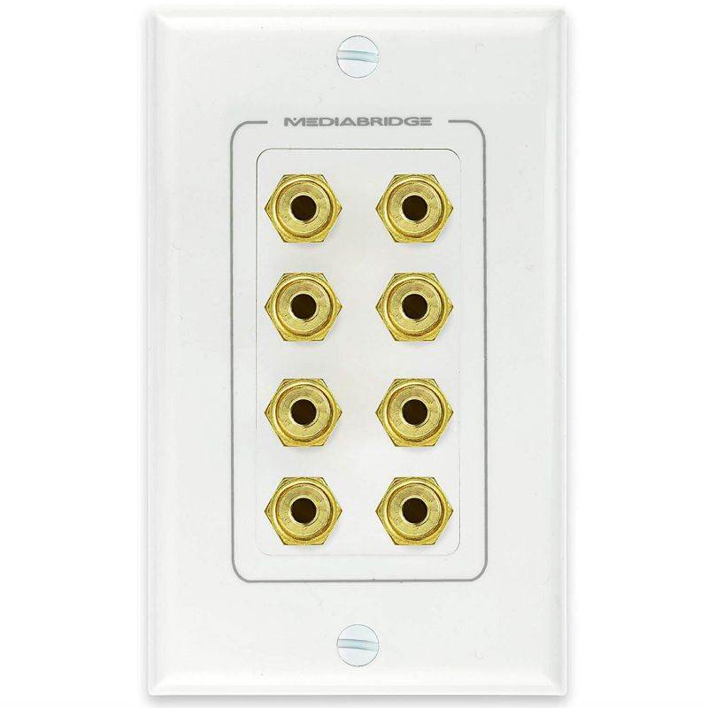 Mediabridge Speaker Wall Plate w/ Binding Posts (4 Pair) - LIMITED TIME OFFER: FREE Low Voltage Metal Mounting Bracket (1-Gang) Binding Post 2-Piece Inset Wall Plate for 2 Speakers (Part# WP1-BPX4 )