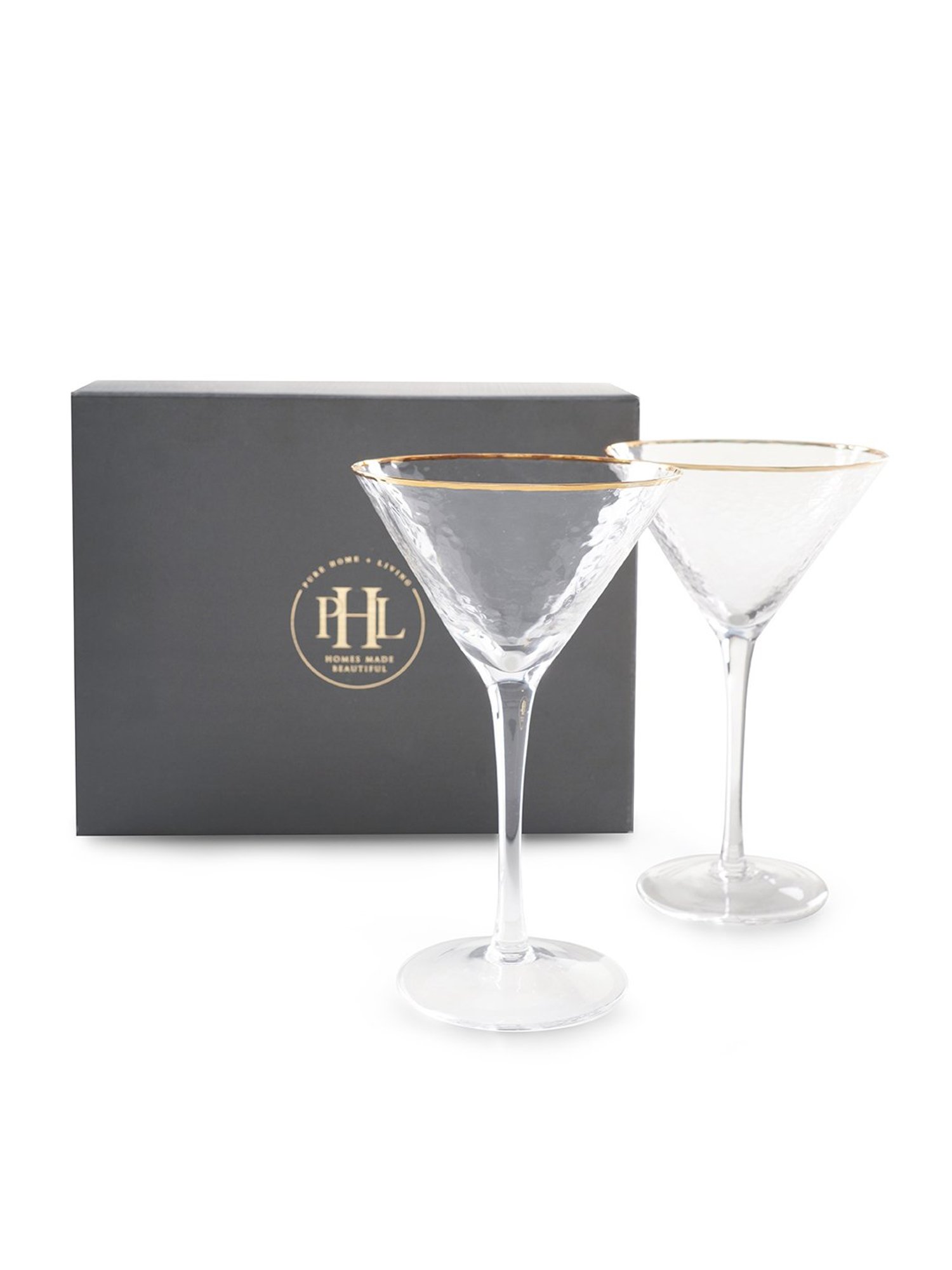 Pure Home and Living Transparent Glass Textured Martini Glasses