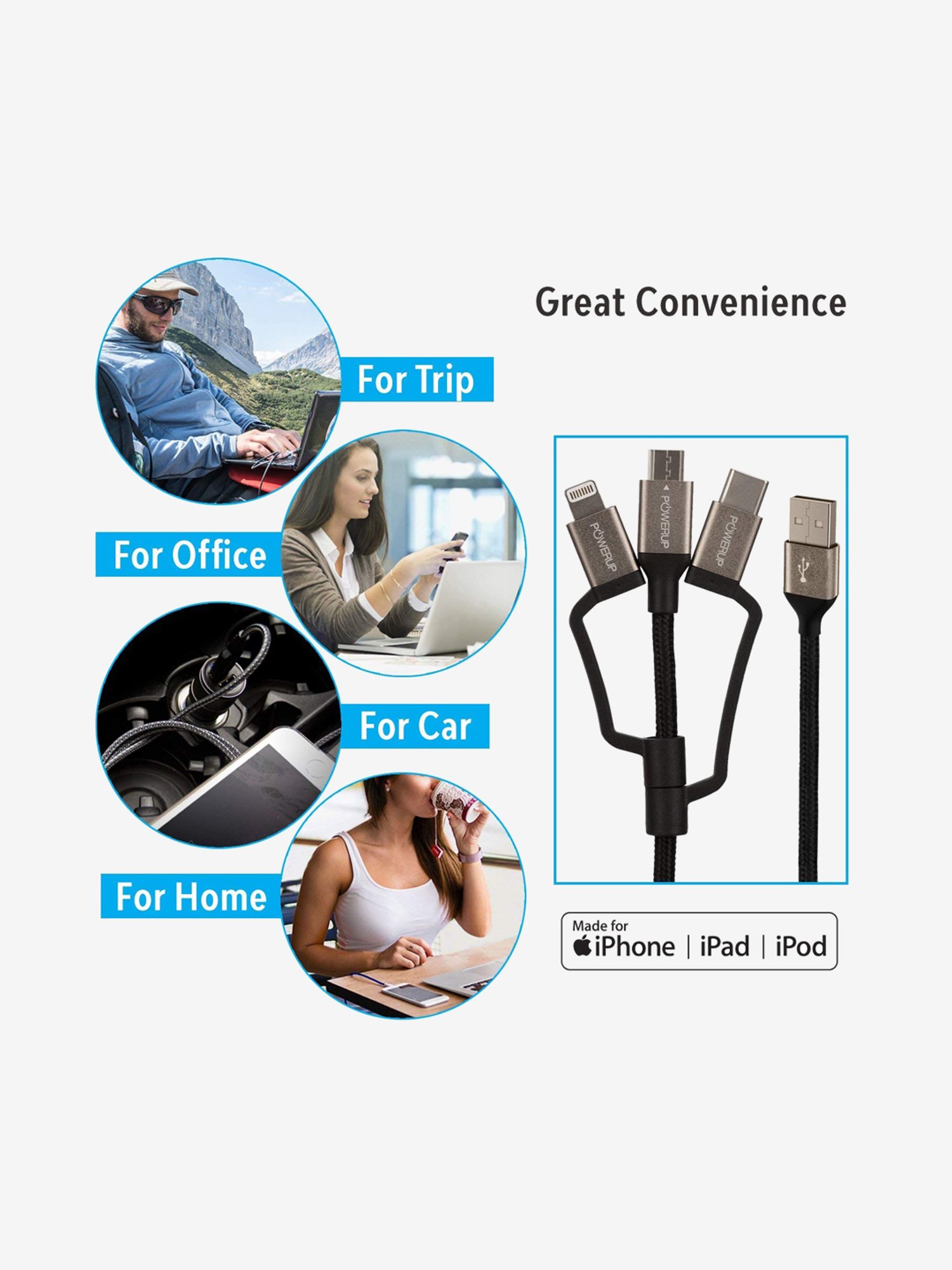 Moerdon SCB138 Fast Charging Data transfer Cable with LED indicator (Black)