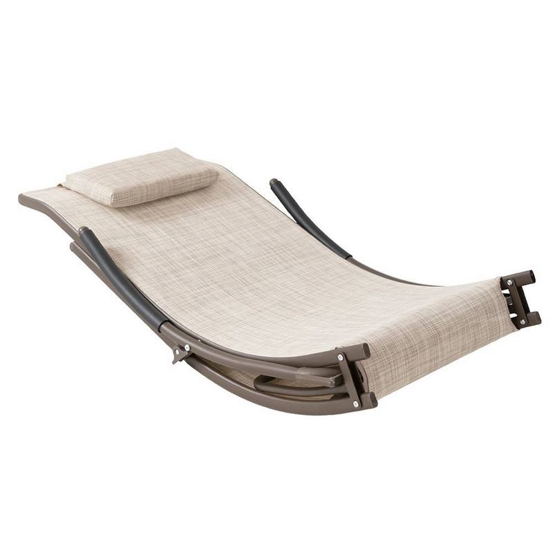 2pc Outdoor Portable Reclining Chaise Lounge Chairs - Beige - Crestlive Products