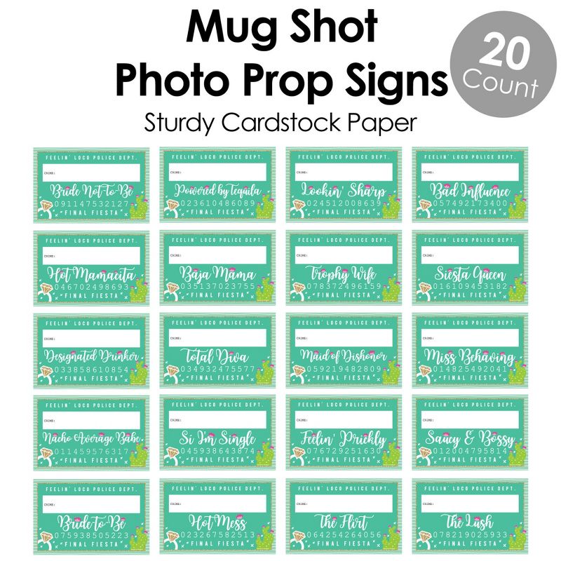Big Dot of Happiness Final Fiesta - Last Fiesta Bachelorette Party Mug Shots - Photo Booth Props Kit - 20 Count