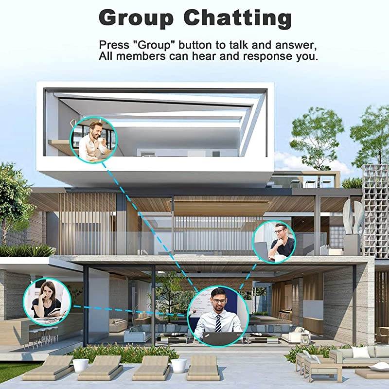 Wireless for Home - Long Range 1 Mile Wireless Intercom System with Radio Sound 10 Channel 3 Digital Code - Room to Room for Home Office School Business House (Pack of 4)