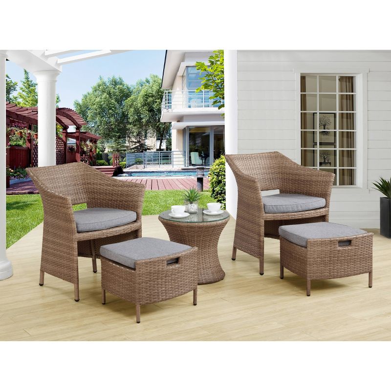 Kokoli 5pc Conversation Set - Brown - Alaterre Furniture