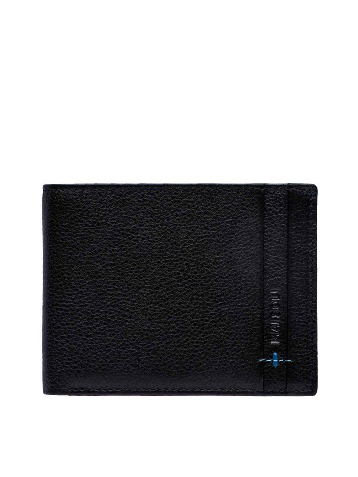 Mai Soli Black & Blue Leather Bi-Fold Wallet & Key Ring Gift Set