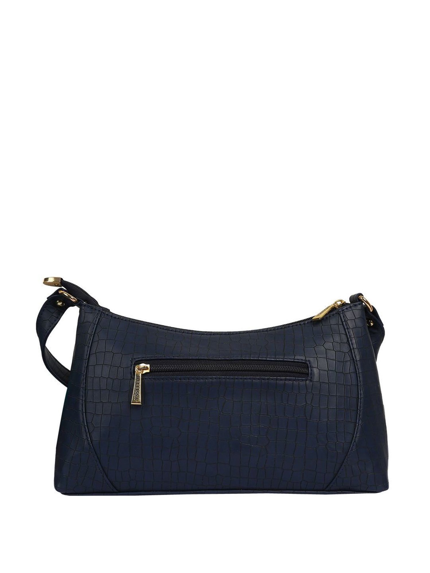 Bellissa Navy Blue Textured Medium Premium Shoulder Handbag