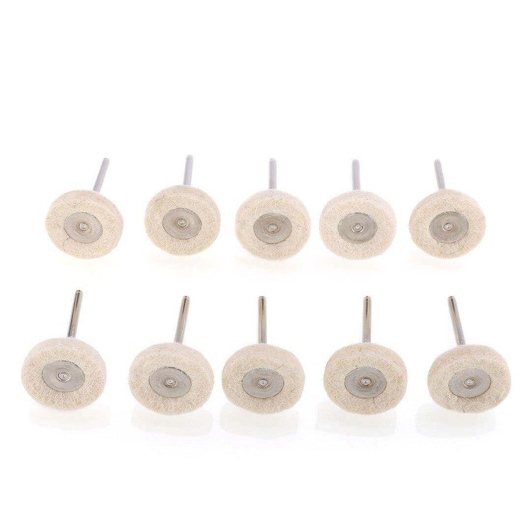Mayitr 10Pcs 25mm Rotary Wool Felt Polishing Buffing Drill Grinder Wheel Grinder Brushes for Rotary Tool Accessories 3MM Shank