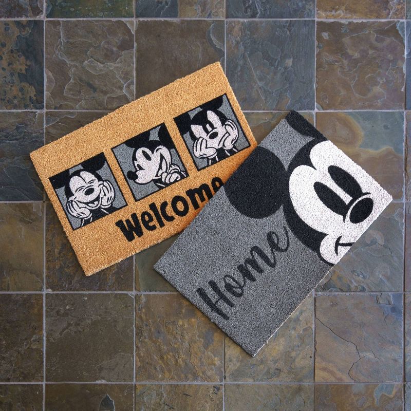 Mickey Mouse 2pk Coir Door Mats Gray