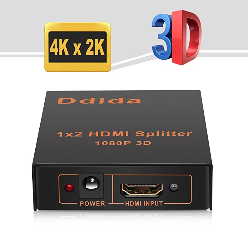 Hdmi Splitter 1 in 2 Out, Powered Full HD 1080P V1.4 HDMI Display,Support 4K/2K & 3D Resolution-1 Input to 2 Outputs