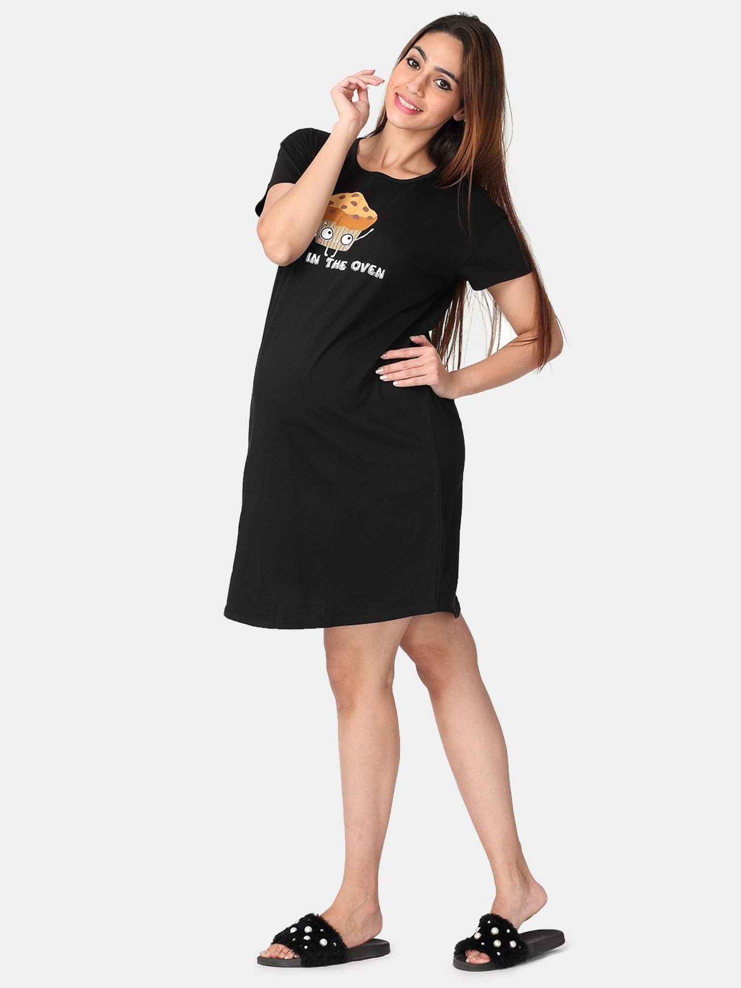 The Mom Store Black Graphic Print Dress