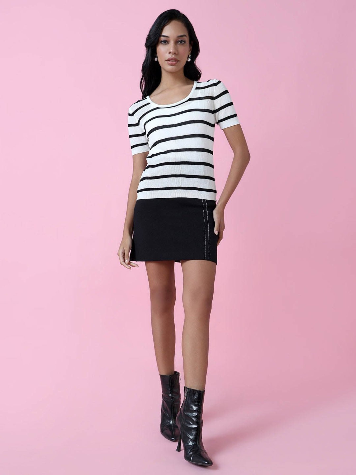 SHOWOFF White Striped Top
