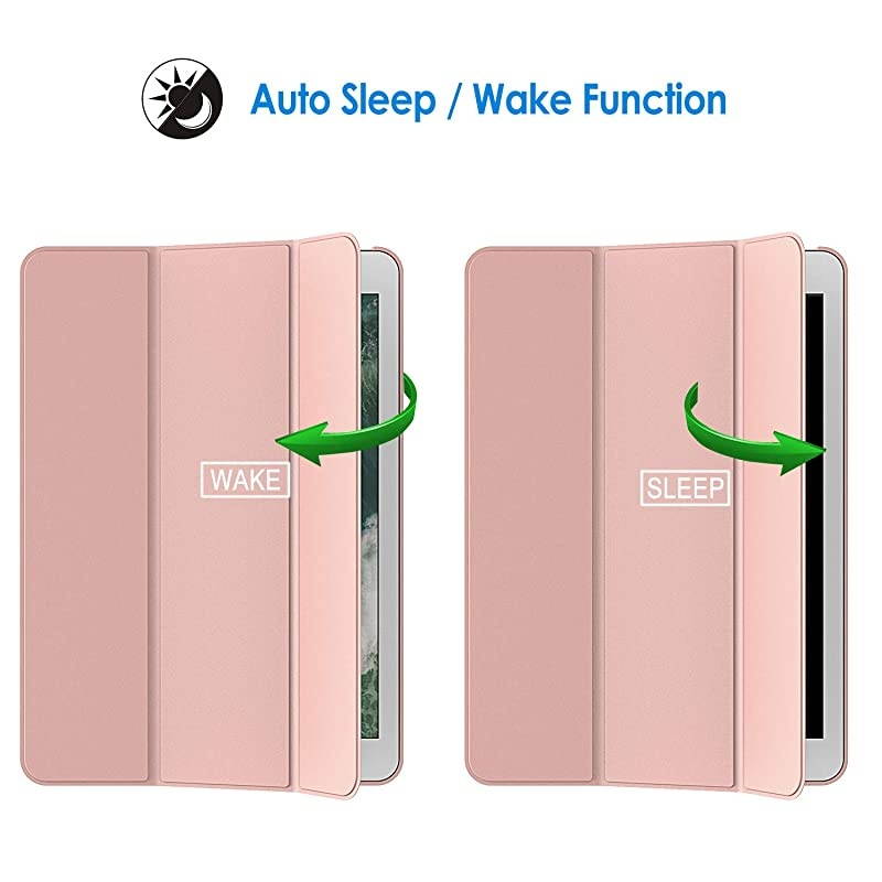 Case for iPad (9.7-Inch, 2018/2017 Model, 6th/5th Generation), Smart Cover Auto Wake/Sleep, Rose Gold
