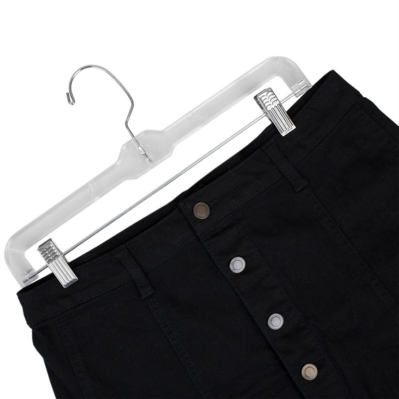 Home Basics Crystal Plastic Straight Skirt Hanger with Metal Clips, Clear