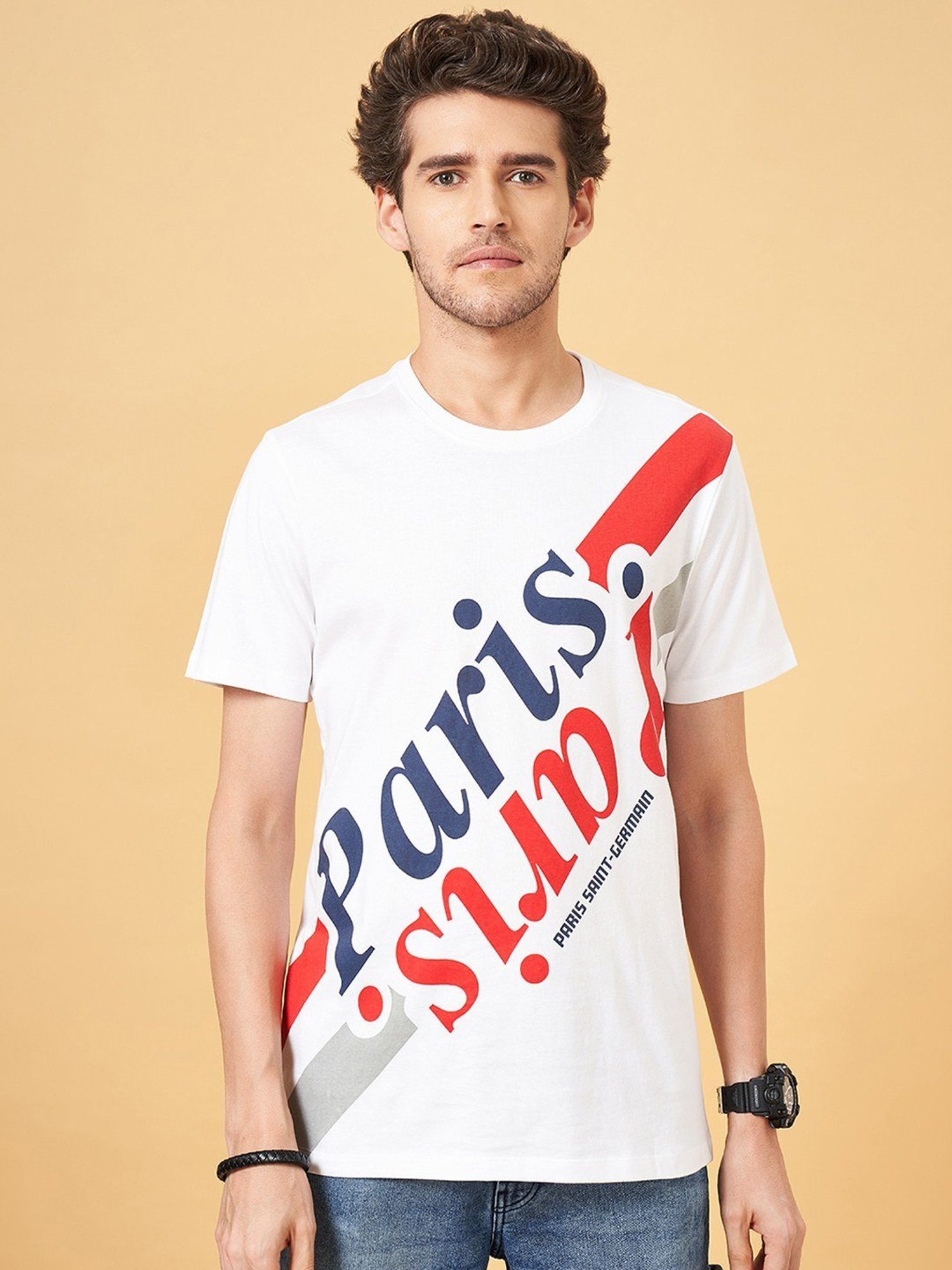 Sf Jeans By Pantaloons Bright White Slim Fit T-Shirt