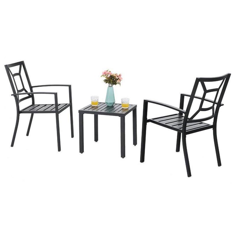 3pc Steel Bistro Set Gray - Nuu Garden