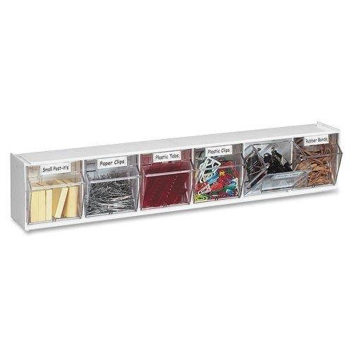 Deflect-o Interlocking Horizontal Tilt Bin - 4.5" x 23.62" x 3.62" - 6 Compartment(s) - White