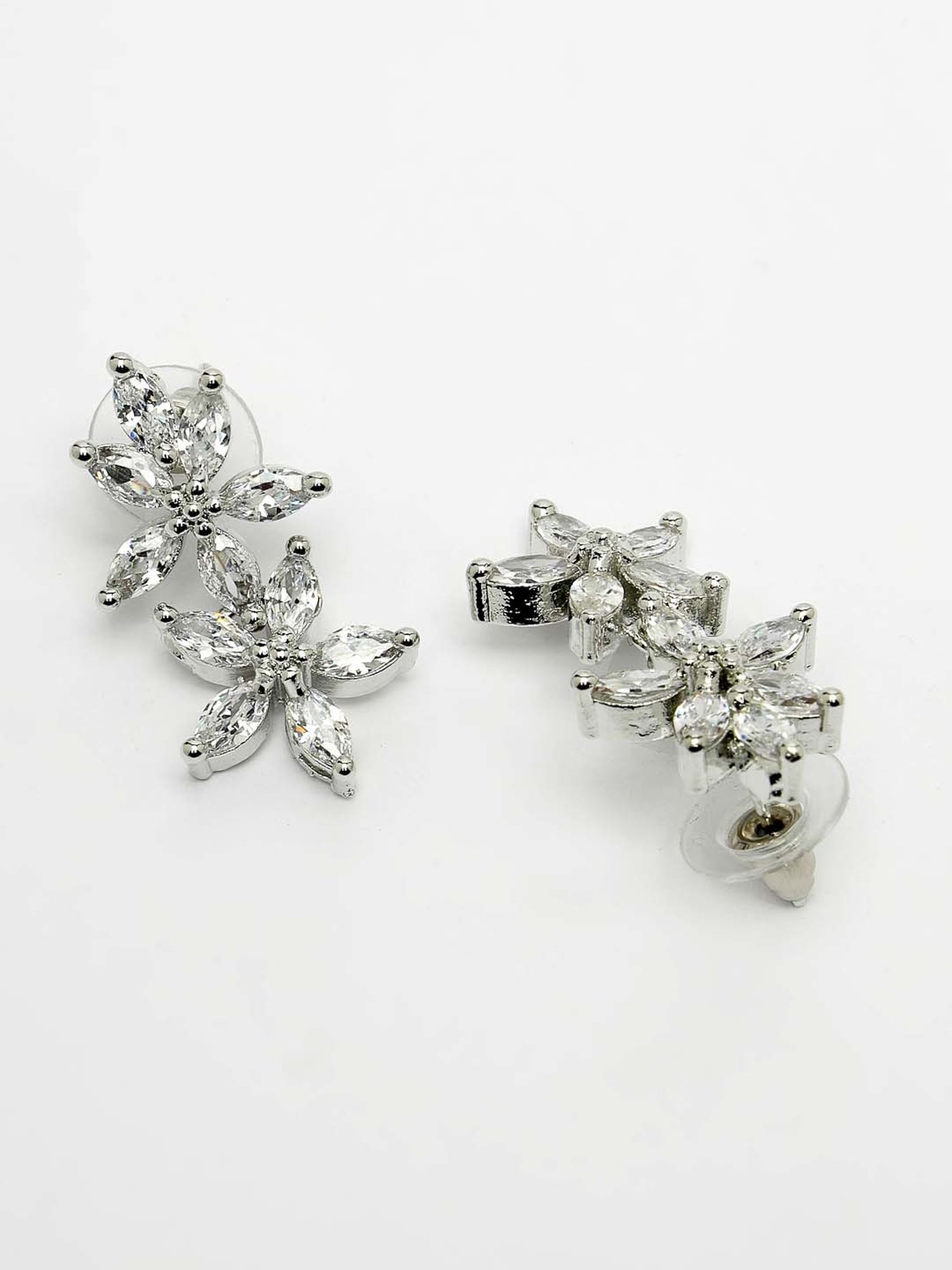 NVR Silver Plated CZ Stone Handcrafted Jewellery Set for Women