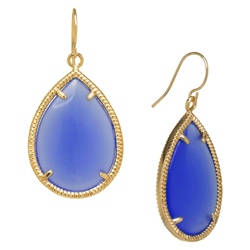 Gold Plated Blue Drop Earrings - Gold/Blue